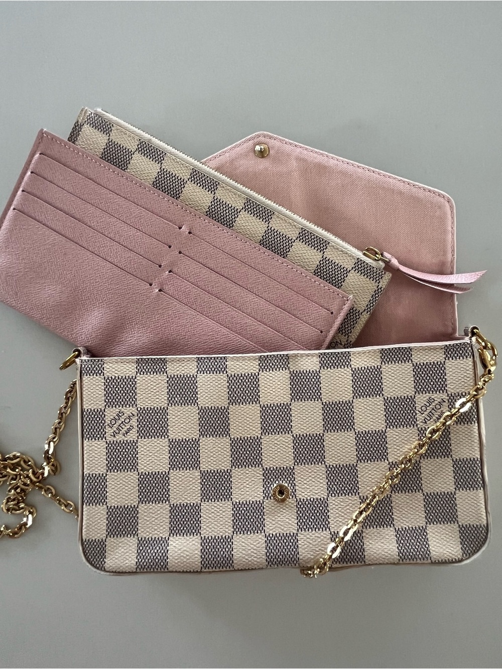 Louis Vuitton Damier Azur Pochette Felicie Crossbody Bag & Wallet Inserts - Picture 8 of 16